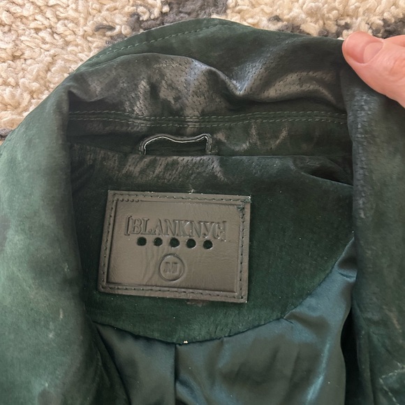 Green Suede blank NYC moto biker Women's Jacket - Picture 5 of 5